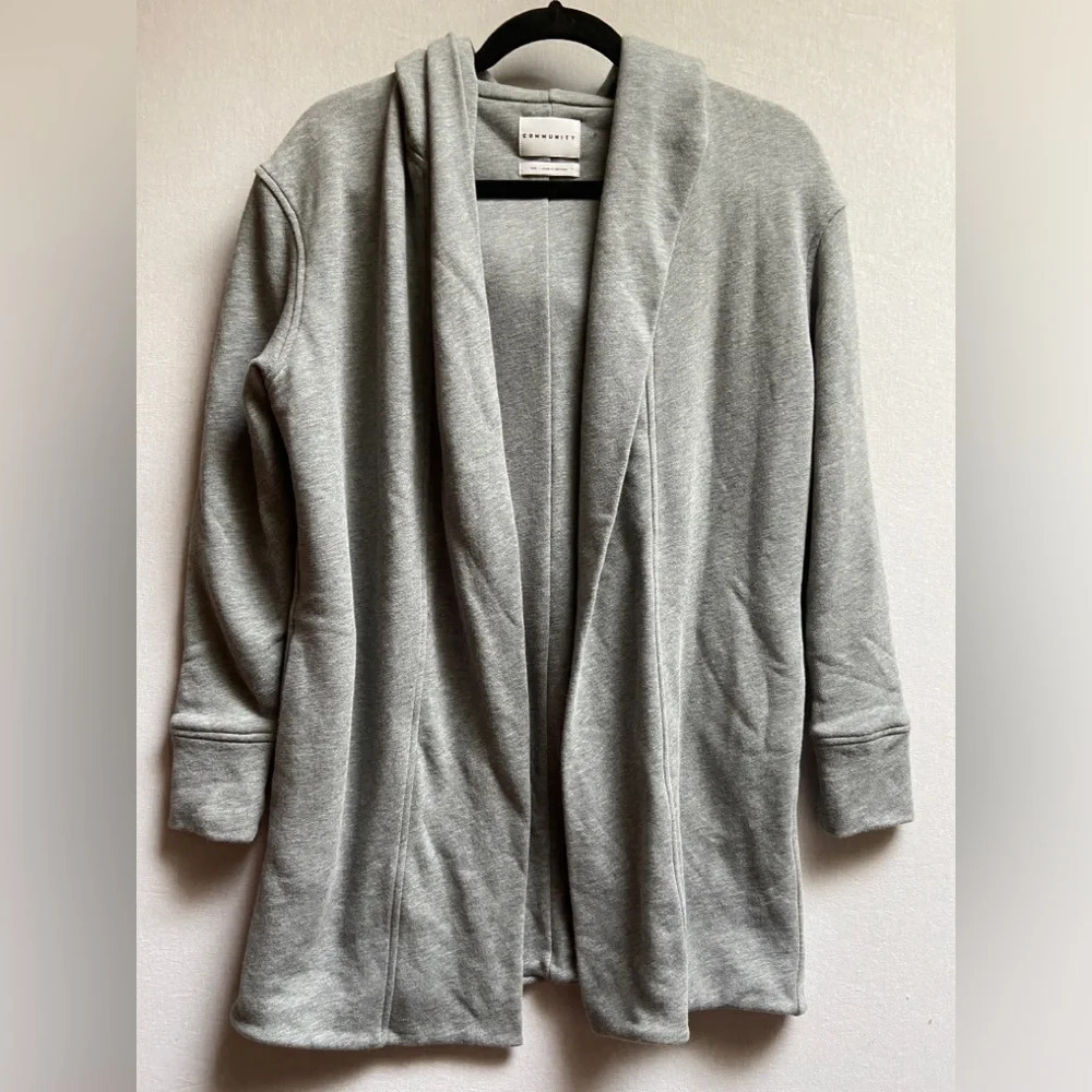 Community by Aritzia Women's Grey Double-Lined Hooded Cardigan - Size XXS